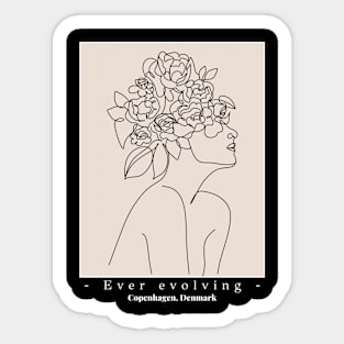 Ever evolving flower head trendy line art woman design Sticker